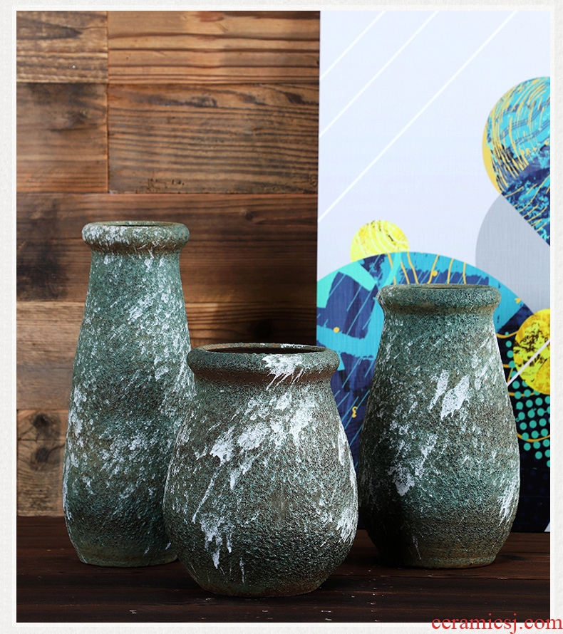 Jingdezhen ceramic vase coarse pottery basin of retro points home sitting room porch decoration ideas dry flower receptacle vessels