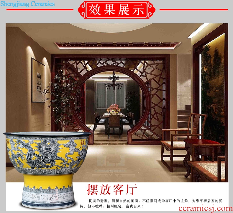 Jingdezhen ceramic floor furnishing articles carved dragon fish tank cylinder tortoise home sitting room study office decoration
