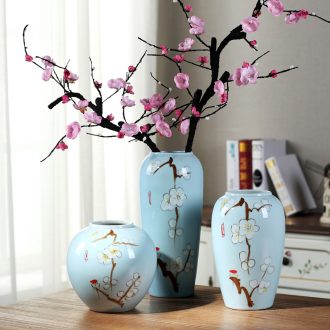 Contemporary and contracted jingdezhen ceramic flower vases Chinese creative living room blue dried flowers home furnishing articles