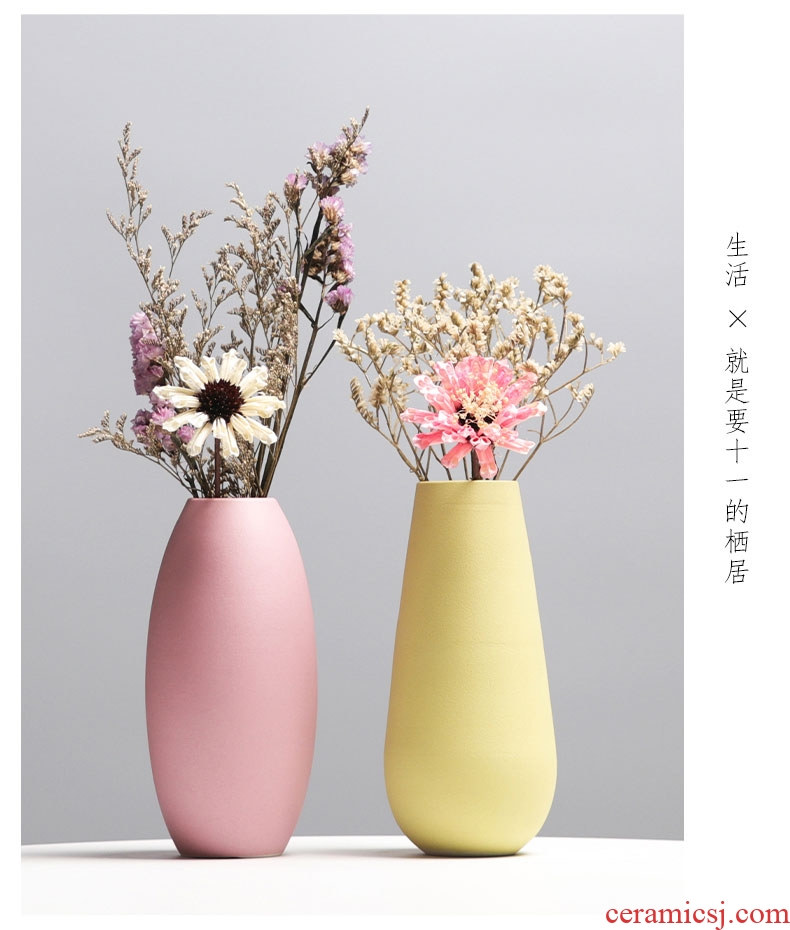 Craft ceramics dried flower vase furnishing articles flower arranging small pure and fresh and contracted and contemporary sitting room TV cabinet table decorations