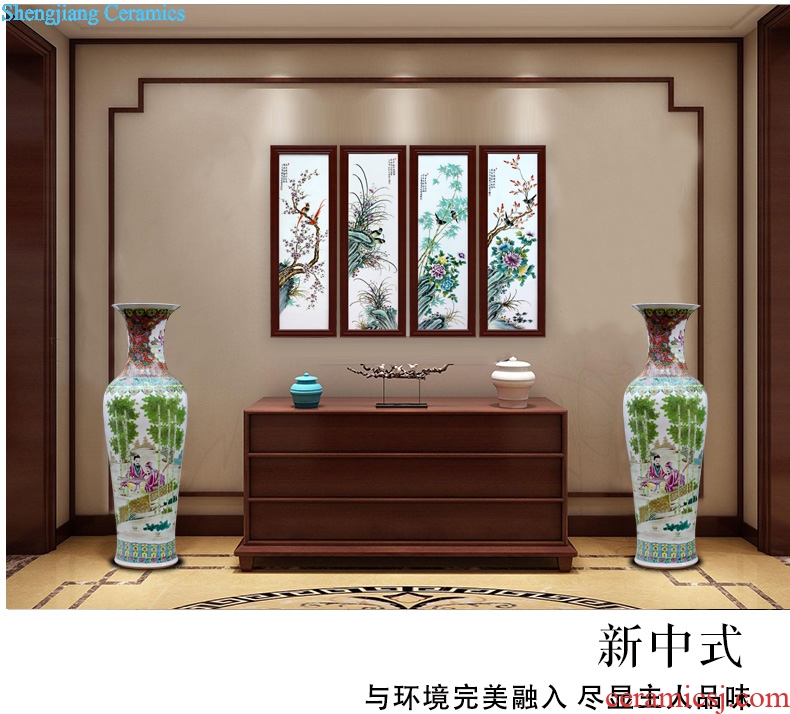 Jingdezhen ceramic hand-painted bamboo seven sages big vase opening gifts home sitting room of Chinese style floor furnishing articles