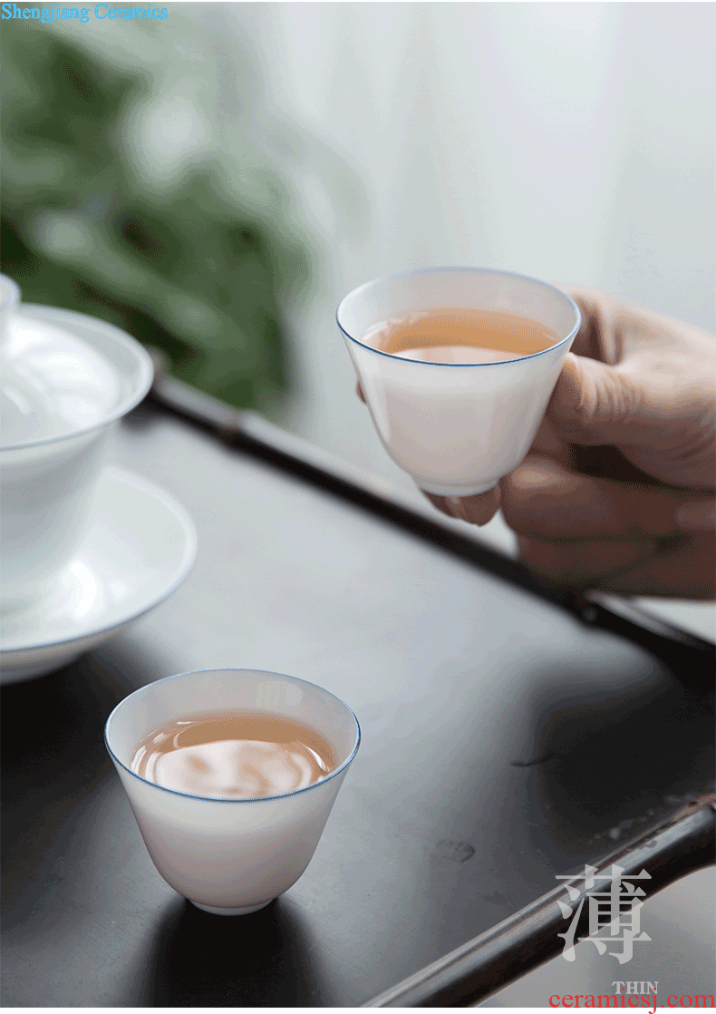 Jingdezhen blue and white sample tea cup lotus patterns hand-painted teacup jade mud thin foetus tea tea set white porcelain single glass small glass