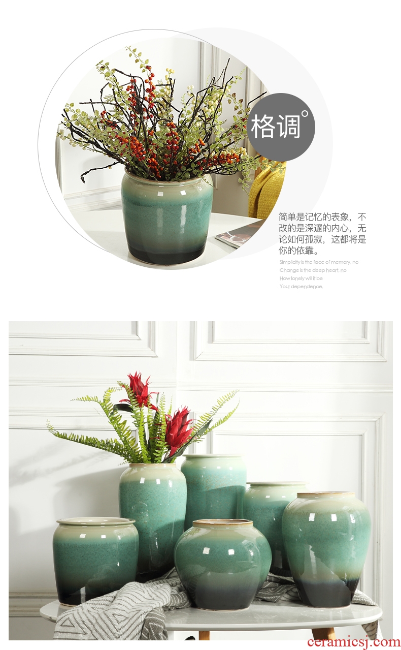 Jingdezhen ceramic vase of large modern European sitting room hotel villa dried flowers flower arrangement, adornment is placed