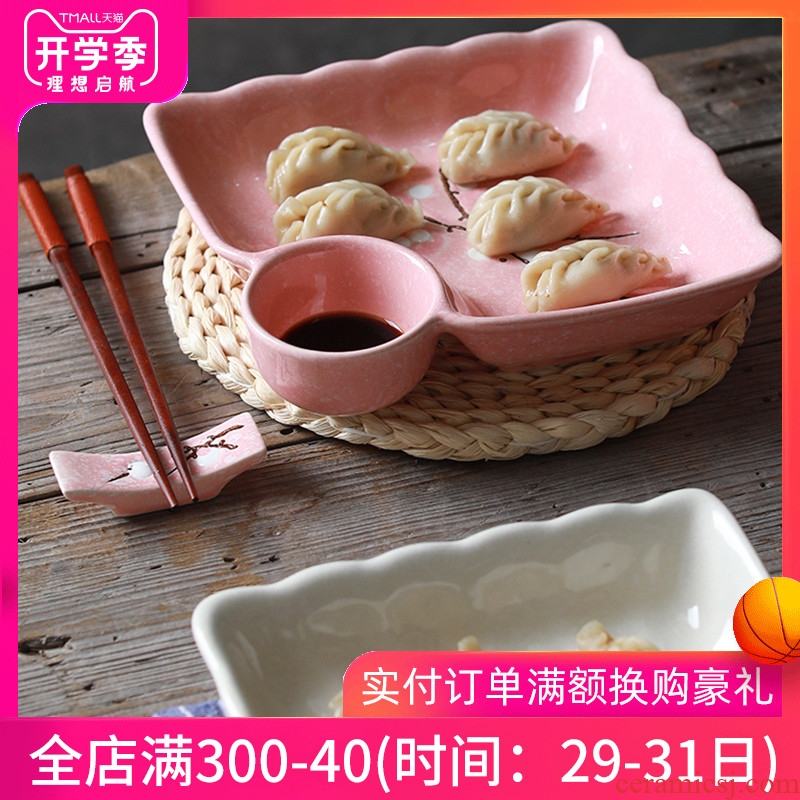 Ceramic dumpling dish home meal plate creative contracted frame plate jingdezhen cutlery japanese-style vinegar dish of household food dish