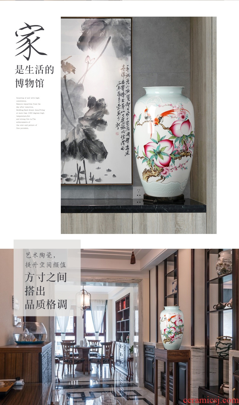 Jingdezhen ceramics peach flower arranging antique Chinese style household adornment vase the sitting room porch rich ancient frame furnishing articles