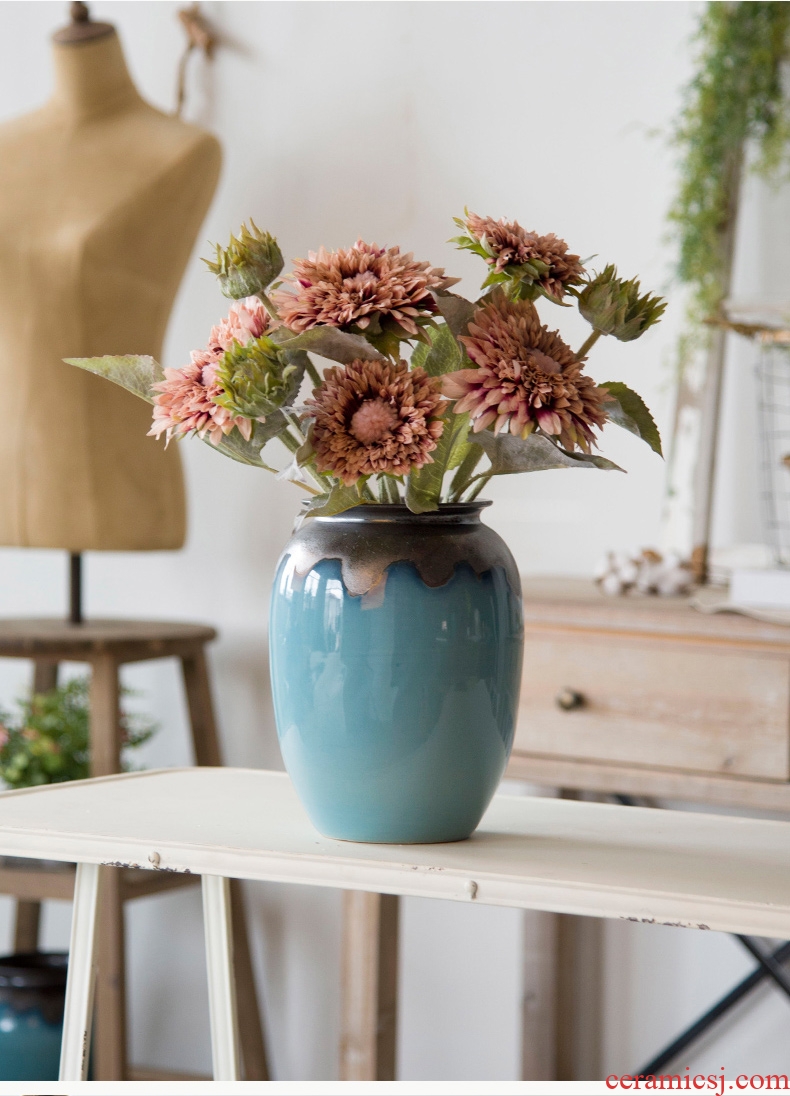 Contemporary and contracted mesa vase sitting room dry flower arranging flowers flower implement fleshy flower pot American ceramic Nordic furnishing articles, restoring ancient ways