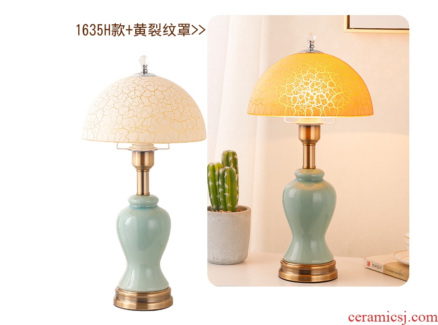 American ceramic desk lamp light household contemporary and contracted romantic and warm touch of bedroom the head of a bed is adjustable light bedside table lamp