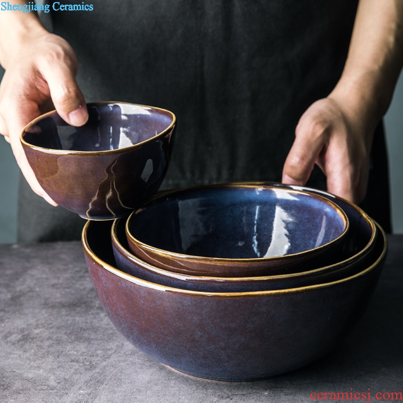 Million fine ceramic tableware restoring ancient ways of household eat dishes rainbow noodle bowl bowl contracted Nordic japanese-style flat soup bowl a salad bowl