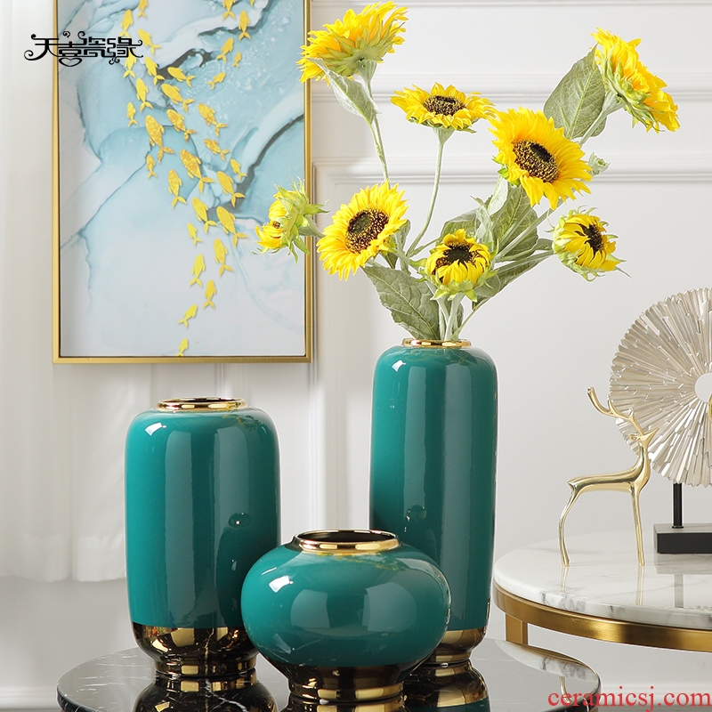 Jingdezhen vase Nordic ceramic furnishing articles simulation flower arranging the sitting room porch is contracted and contemporary hotel villa decorations