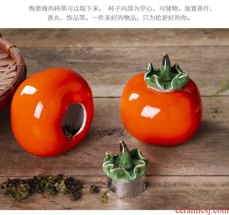 Everything is going well with jingdezhen ceramic little persimmon portable caddy home sitting room adornment is placed creative gift