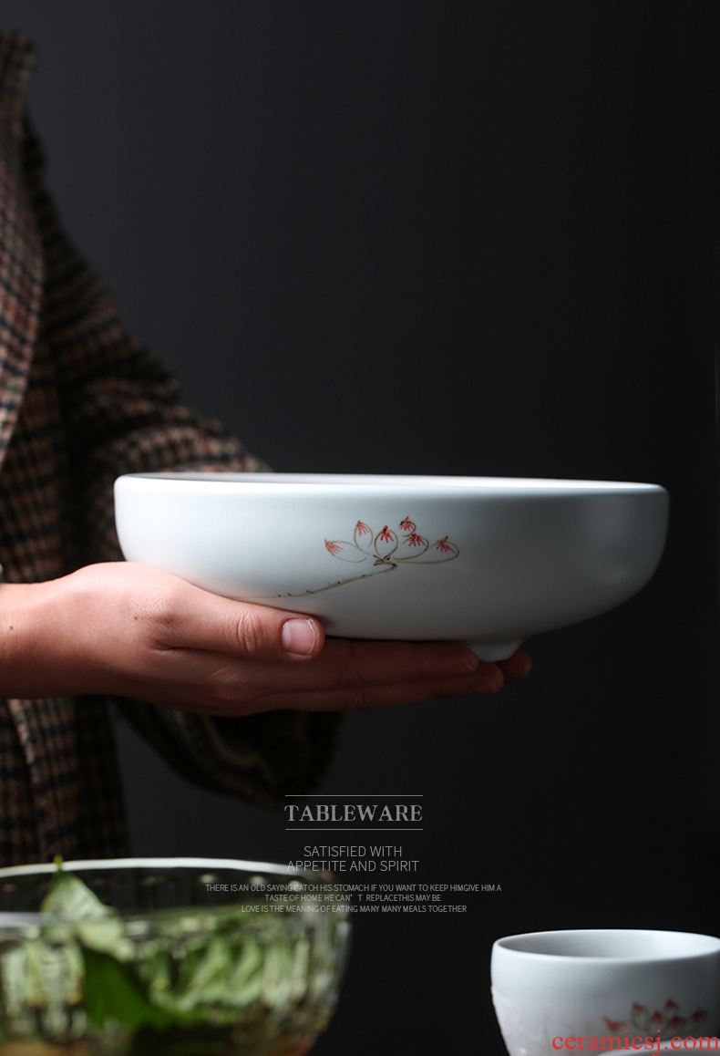 Household ceramic iron rice bowl footed bowl against the Japanese contracted retro rainbow noodle bowl bowl bubble rainbow noodle bowl bowl for dinner