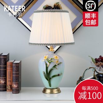 Cartel full copper colored enamel porcelain lamp sitting room luxury European American ideas of bedroom the head of a bed lamp act the role ofing villa