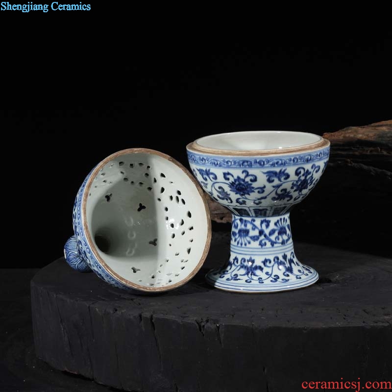 Archaize Ming xuande blue censer aromatherapy high classical jingdezhen porcelain mosquito incense burner porcelain incense burner