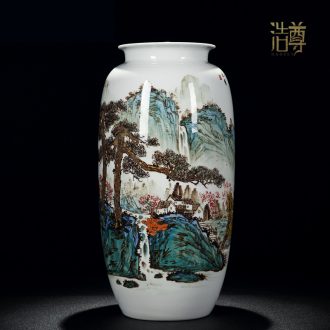 Jingdezhen hand-painted large antique blue and white porcelain vase landscape furnishing articles Chinese style decorates sitting room porch ceramic arts and crafts