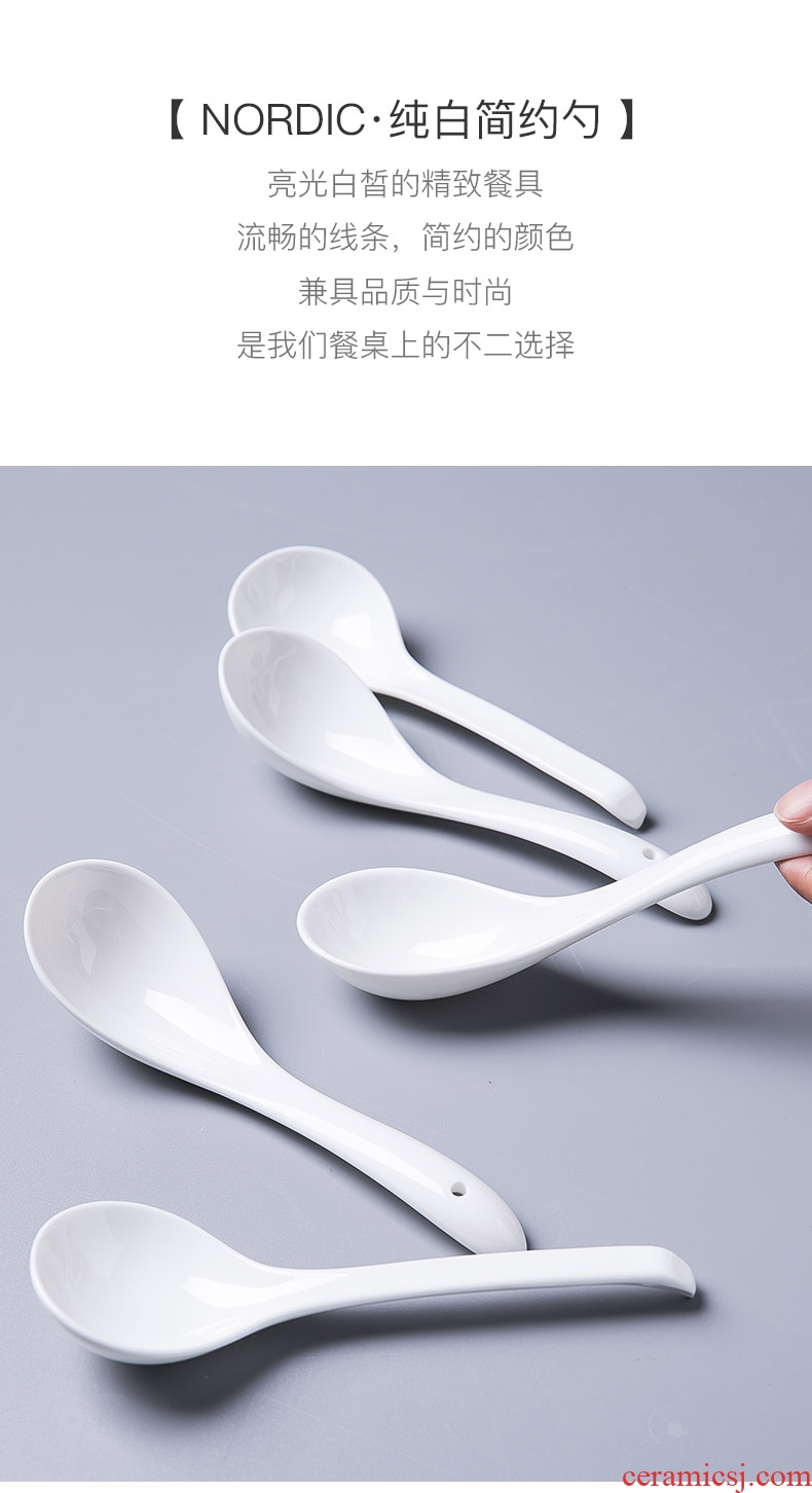 Spoon ceramic household big spoon ladle dipper large bone China porridge spoon porridge pot small spoon scoop of a spoon