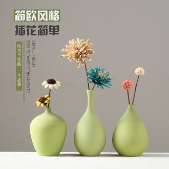 Floret bottle furnishing articles flower arranging rural ins home wine sitting room adornment small pure and fresh and green ceramic dry flower vase