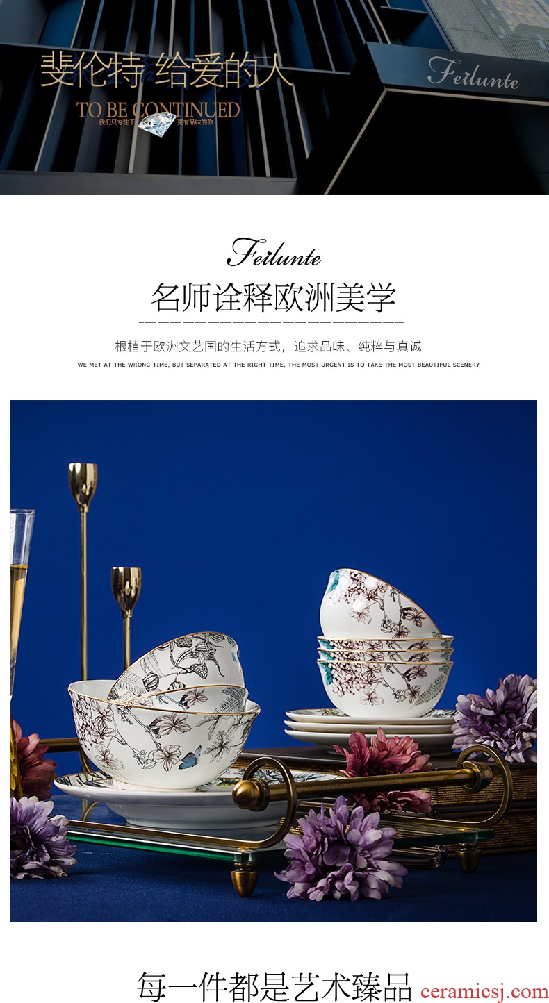 Jingdezhen ceramic tableware Chinese style luxurious dishes suit household chopsticks to eat bowl bowls plates special ideas