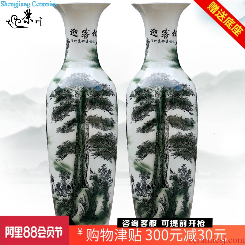 Jingdezhen ceramics archaize guest-greeting pine of large blue and white porcelain vase sitting room place hotel opening gifts