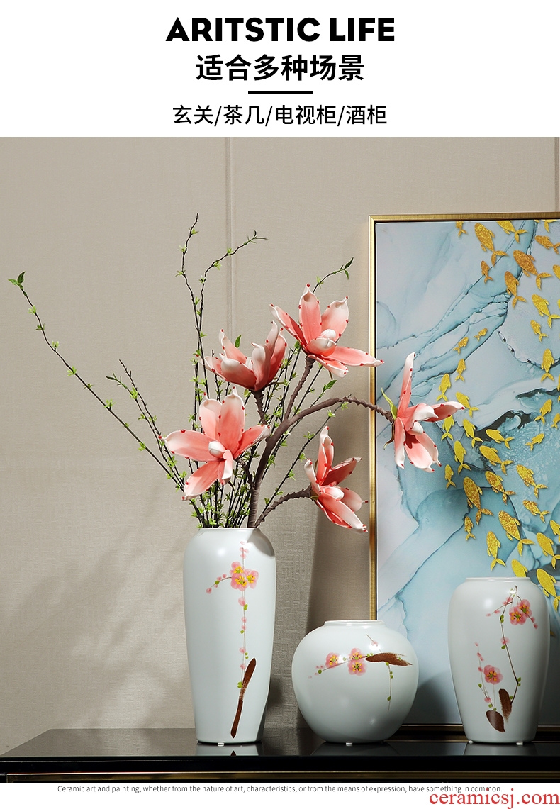 Jingdezhen ceramics vase furnishing articles dried flower arranging flowers sitting room of Chinese style living room TV cabinet wine home decoration
