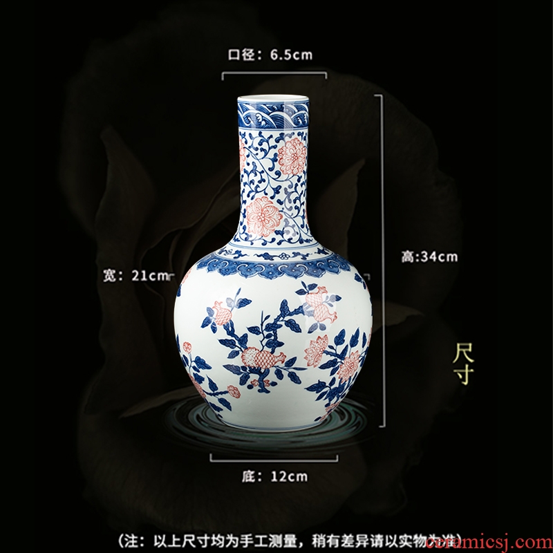 Jingdezhen blue and white ceramics celestial antique porcelain vase sitting room place household decoration modern TV ark