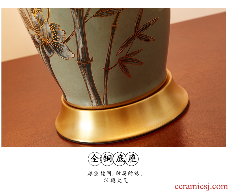 Desk lamp sitting room new Chinese American Europe type restoring ancient ways of rural atmospheric light luxury villa whole copper ceramic lamp of bedroom the head of a bed