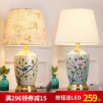 Desk lamp of bedroom nightstand lamp creative adjustable romantic contracted sitting room room warm warm light new Chinese style ceramic lamp