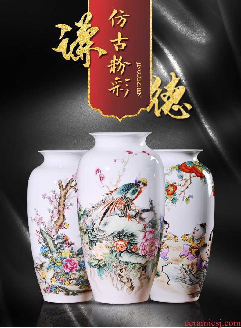 Jingdezhen ceramics vases, flower arrangement sitting room place famille rose porcelain insulator thin foetus modern home decoration decoration