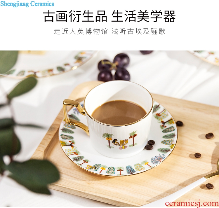 The British museum cooperation bone porcelain Italian small european-style luxury ceramic coffee cup breakfast food tableware suit one person