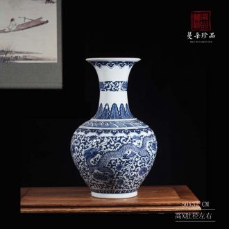 Longfeng grain blue and white tree hand-painted hand-painted longfeng grain blue and white porcelain vase atmosphere
