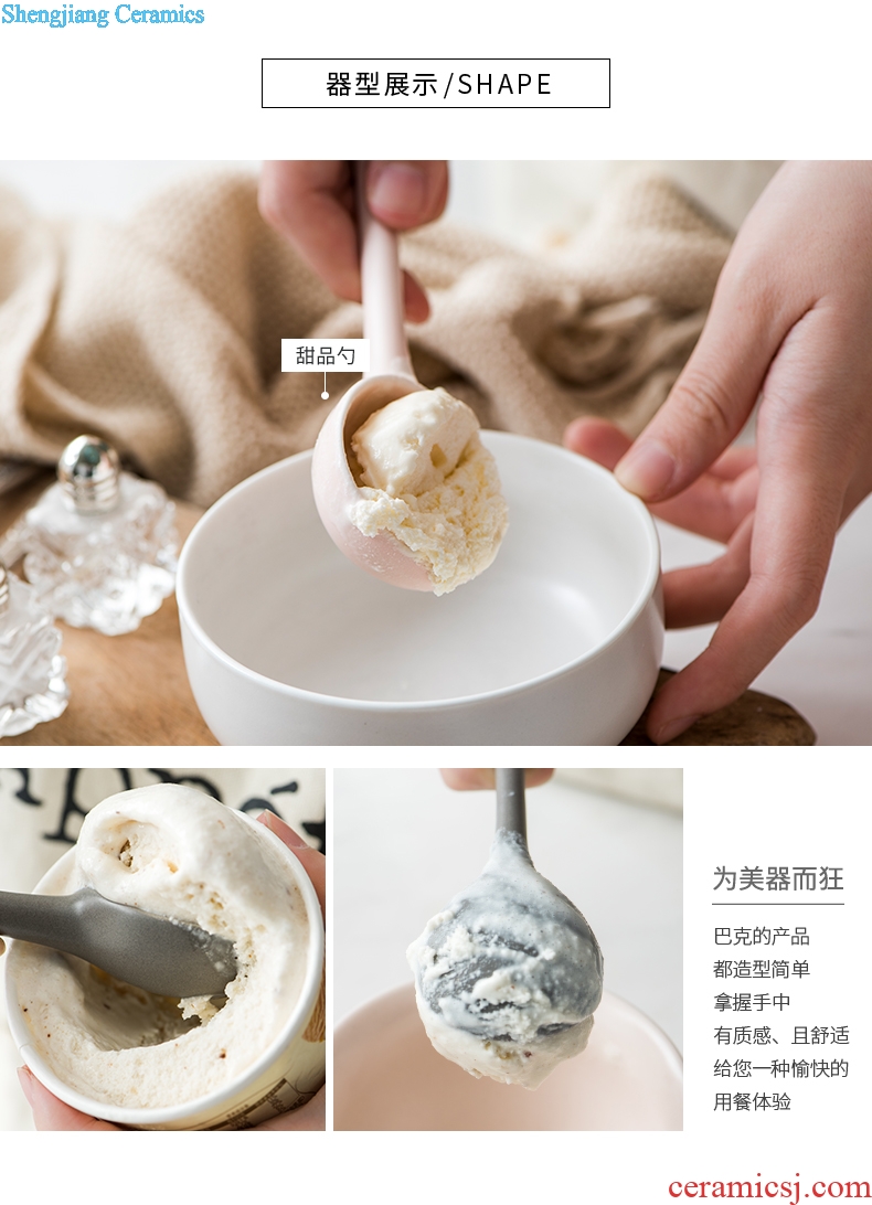 Northern wind ceramic spoon creative cute little spoon household spoon scoop ice cream dessert spoon baby food