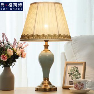 American ceramic small table lamp of bedroom the head of a bed idea marriage room warm European contracted and contemporary Nordic light lamps and lanterns of luxury