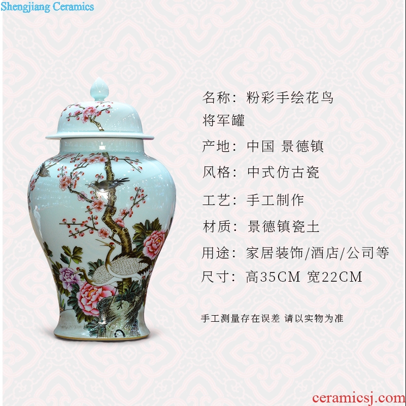 Jingdezhen ceramics archaize qing qianlong colored enamel painting of flowers and general pot vase Chinese crafts are sitting room