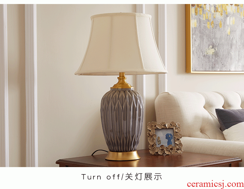American ceramic desk lamp with contemporary and contracted sitting room european-style sweet atmosphere villas full copper desk lamp of bedroom the head of a bed