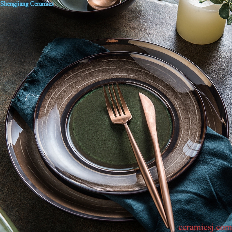 Ijarl million jia northern wind restoring ancient ways is 0 home the flat ceramic plate tableware western-style steak disc dessert plate