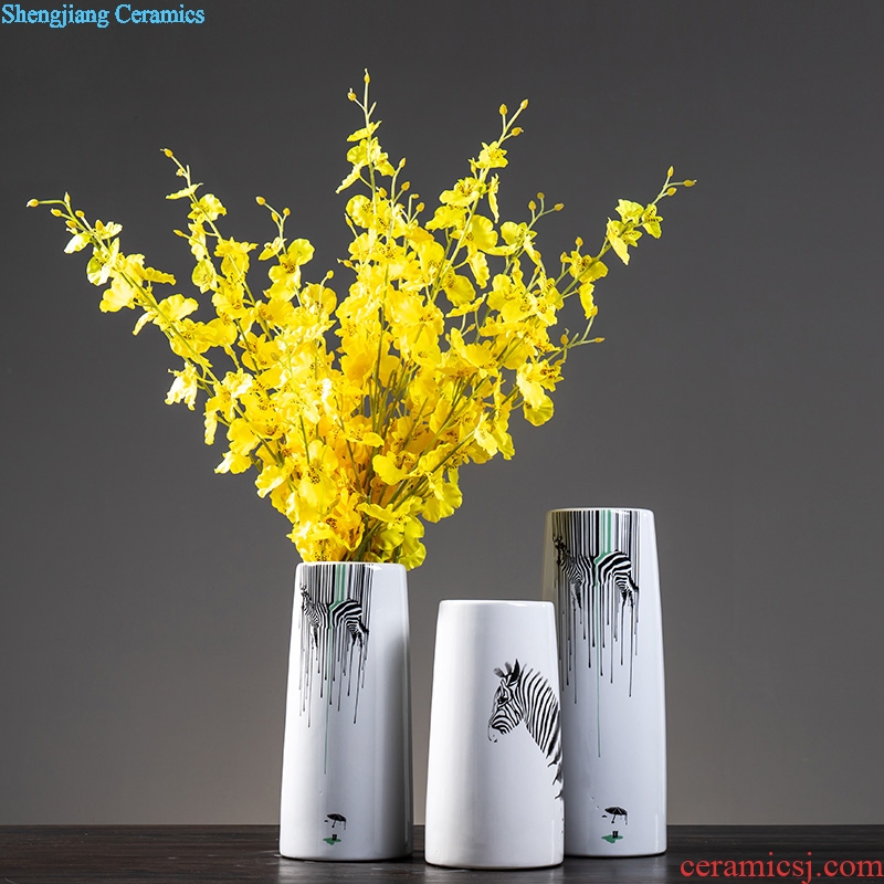Jingdezhen ceramic vase Nordic zebra furnishing articles creative small pure and fresh and dry flower arranging flowers home sitting room adornment