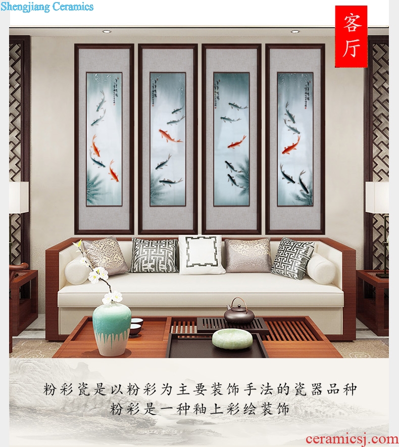 Jingdezhen porcelain plate painting every year for more than four screen to hang a picture to the sitting room is the study of modern office decoration