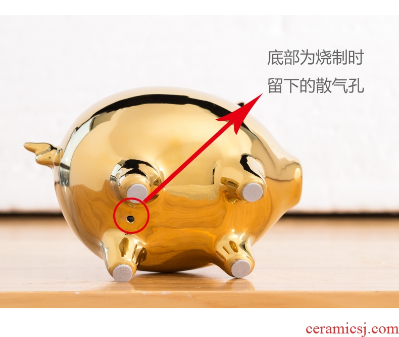 Creative ceramic golden pig furnishing articles desktop porch lucky animals and decoration elders home decoration gifts