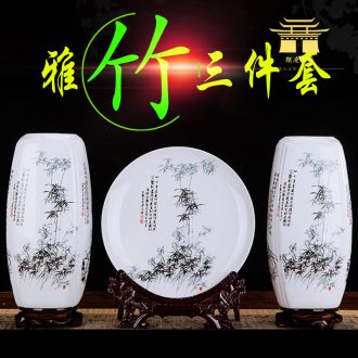 A three-piece jingdezhen ceramics vase furnishing articles lucky bamboo home wine ark adornment flower arrangement craft sitting room