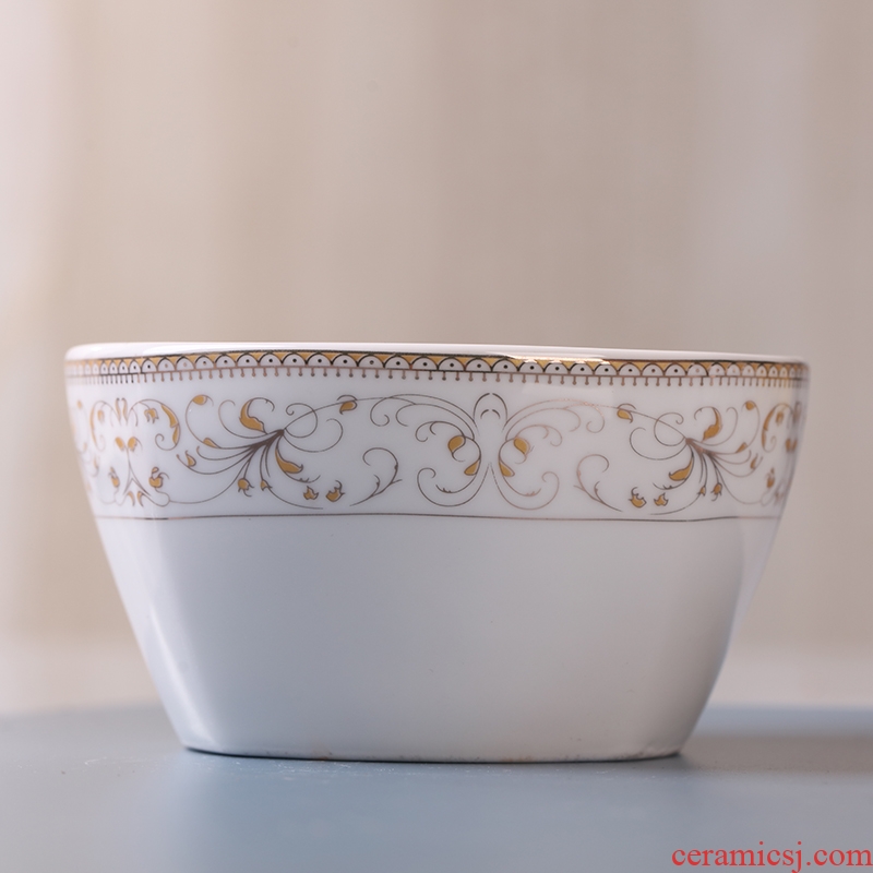 Jingdezhen ceramic square bowl to eat bread and butter of household of Chinese style originality contracted 4.5 inch single soup bowl dishes suit