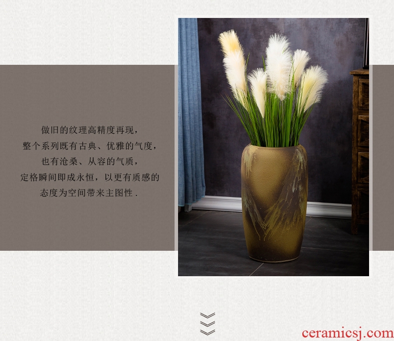 Jingdezhen ground vase large-sized ceramic home sitting room porch decoration ideas pottery flower arranging high furnishing articles to restore ancient ways