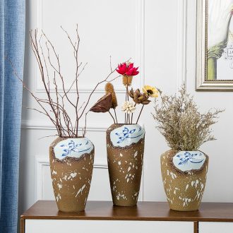 Jingdezhen handmade ceramic vases, dried flowers place to live in the living room table surface decoration is new Chinese style porch flower arrangement