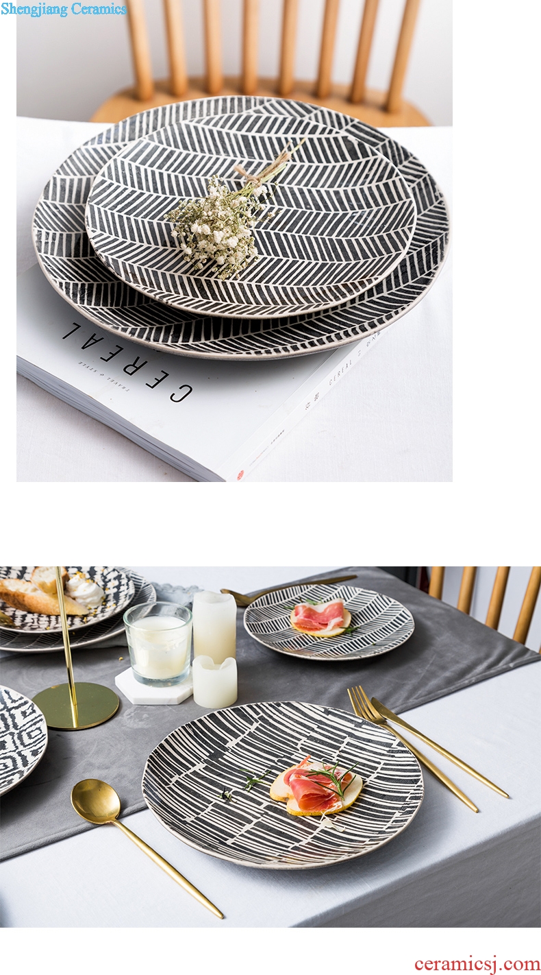 Ijarl million jia Nordic home plate plate round western food steak disc ceramic flat dish plate western-style food tableware
