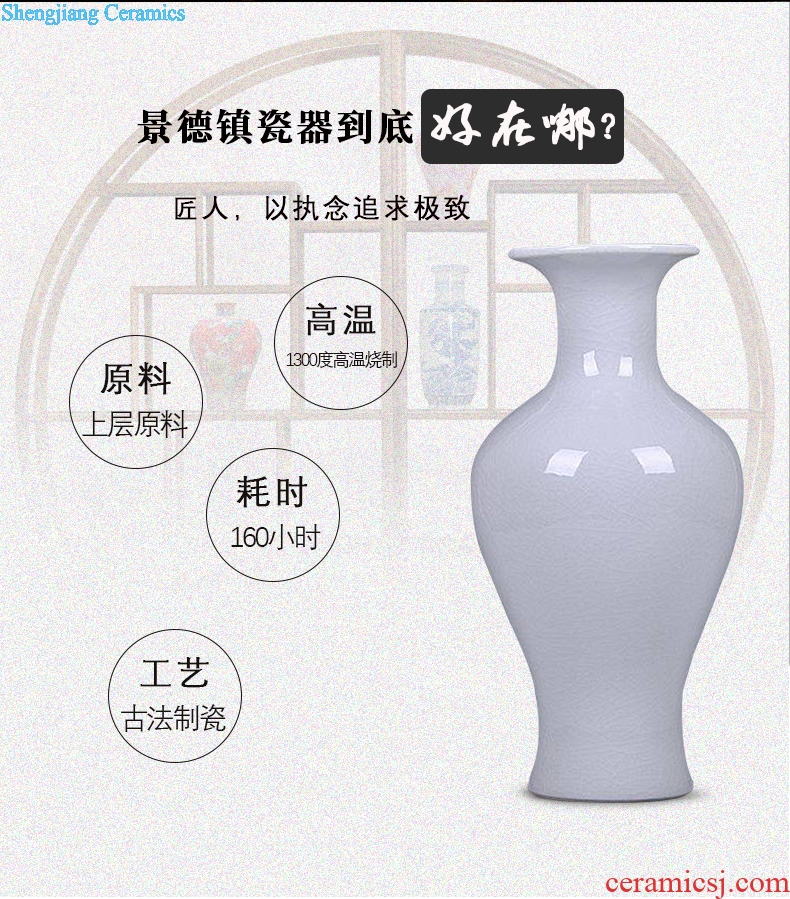 Jingdezhen ceramics white borneol crackle vase now Chinese style household decoration decoration is a sitting room