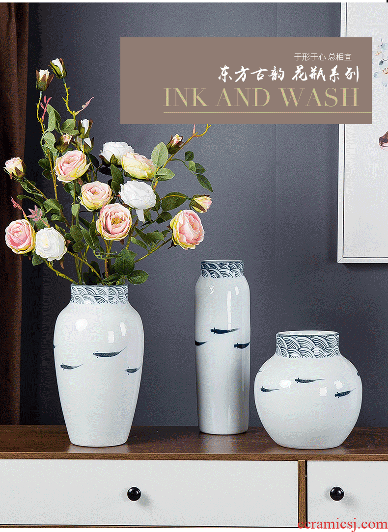 Jingdezhen modern household adornment new Chinese TV ark ceramic vase the sitting room porch creative furnishing articles