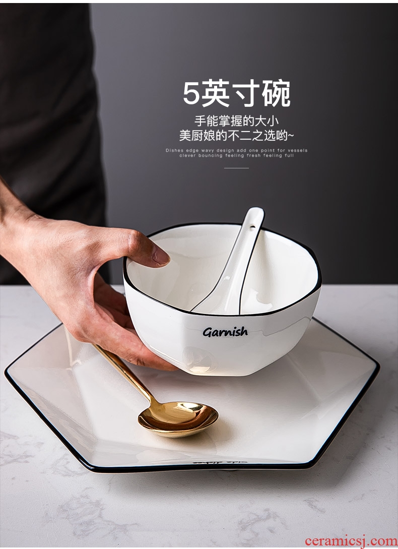 Nordic web celebrity ins dishes suit household jingdezhen ceramic one food tableware suit dishes chopsticks dishes