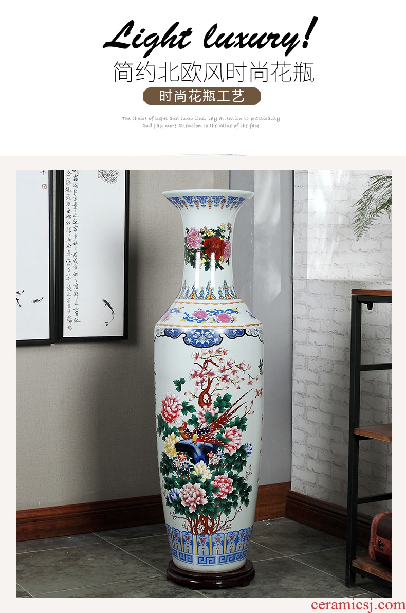 Jingdezhen ceramics powder enamel of large vase hotel opening shop celebrates the flower arrangement sitting room adornment is placed