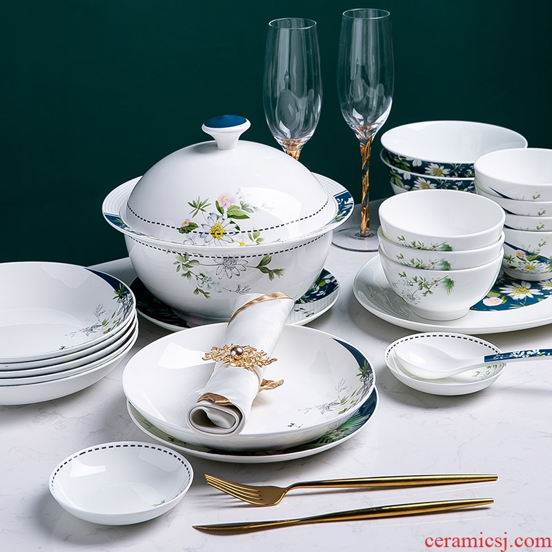 Dishes suit household European dishes contracted jingdezhen ceramic tableware suit ins northern wind ceramic tableware