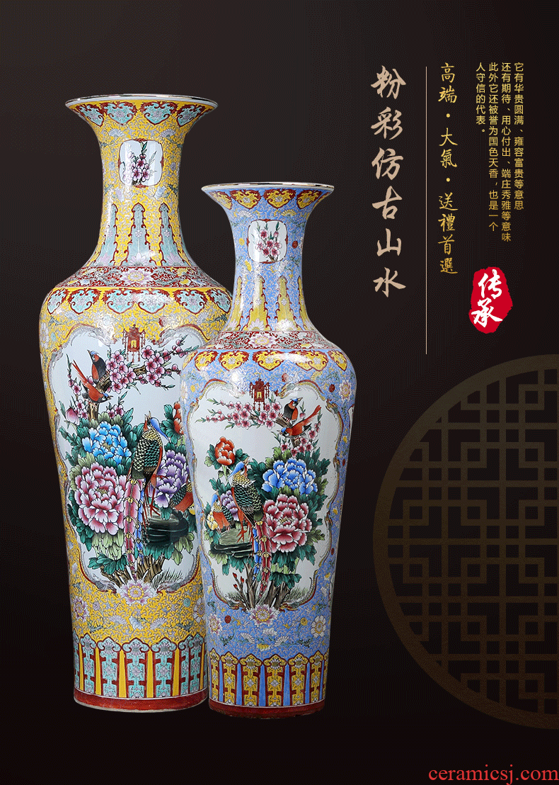 Jingdezhen ceramics hand-painted large vases, new Chinese style opened housewarming gift flower arrangement sitting room adornment is placed