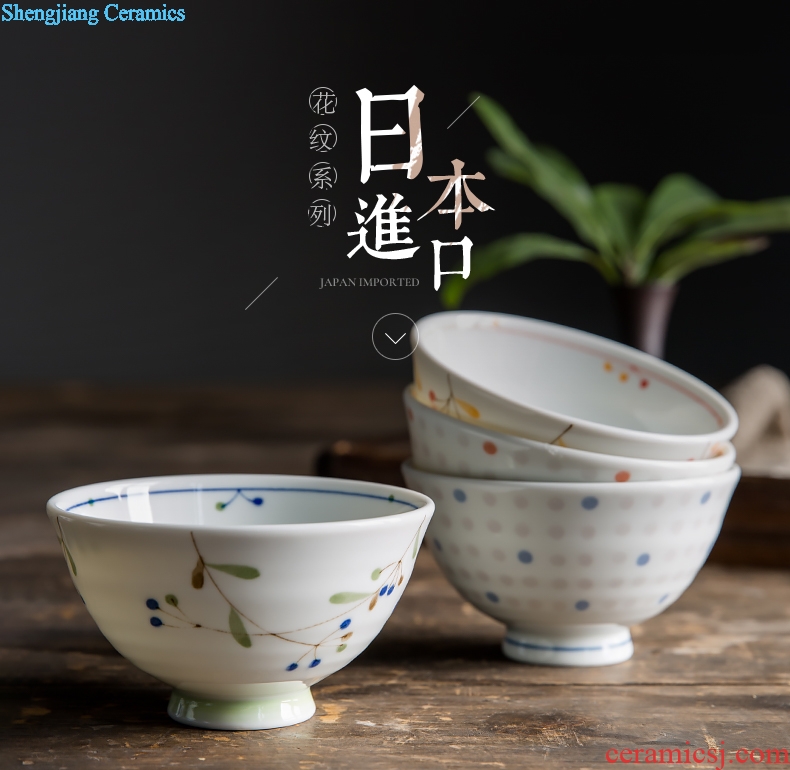 Million jia Japanese Japanese and wind tall bowl of household ceramic tableware to eat small bowl clear soup bowl rainbow noodle bowl