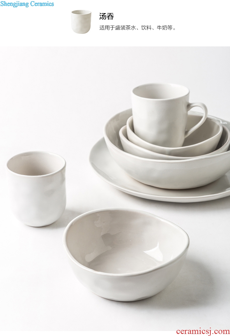 Ijarl ceramic tableware household irregular flat dish plate steak plate dumplings plate of noodles soup bowl mugs
